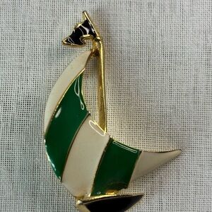 Chic Nautical Green and Gold Brooch